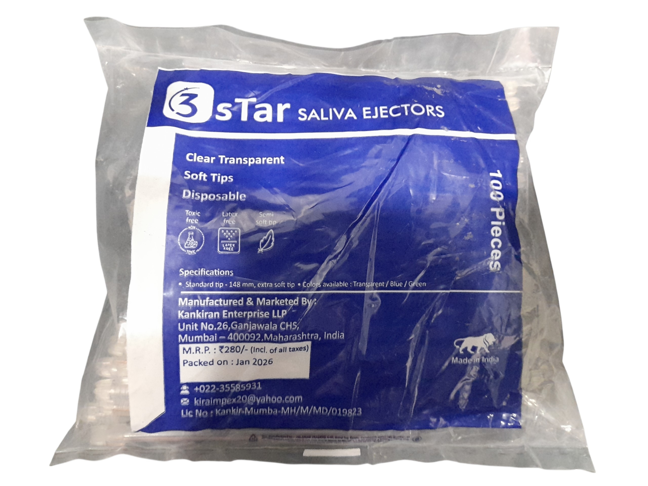 3 Star transparent Suction tip (Pack Of 100 PCS)